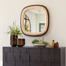 Vierkante spiegel in tweekleurig rotan, hoogte 91 cm, MAE AM.PM image