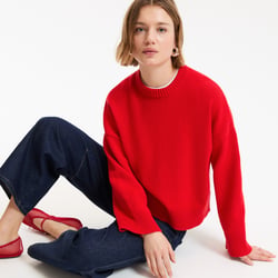 Pull col rond, en laine et coton mélangés LA REDOUTE COLLECTIONS image