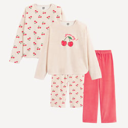 Lot de 2 pyjamas en velours, imprimé cerises LA REDOUTE COLLECTIONS image