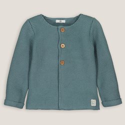 Cardigan in maglia con bottoni in cotone bio 0-3 anni LA REDOUTE COLLECTIONS image