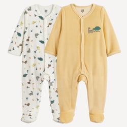 Lot de 2 pyjamas en velours, ouverture devant, imprimés dinosaures LA REDOUTE COLLECTIONS image
