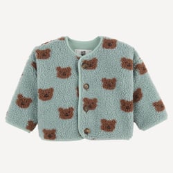 Veste à col rond, boutonnée, motif ours, en sherpa doublée polaire LA REDOUTE COLLECTIONS image