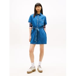 Vestido curto estilo camisa em cambraia com cinto TOMMY JEANS
