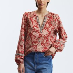 Блузка с принтом и V-образным вырезом VERO MODA image