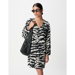 Vestido comprido com decote em V com estampado de zebra IKKS