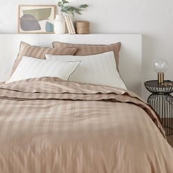 Victor Striped Washed Cotton Satin 300 Thread Count Duvet Cover LA REDOUTE INTERIEURS image