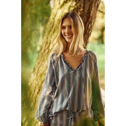 Blusa in cotone a righe e ricamata, BAHATI LA PETITE ETOILE image