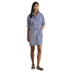 Vestido curto tipo camisa às riscas com mangas compridas LAUREN RALPH LAUREN