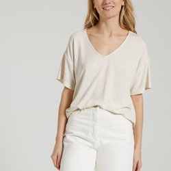 Camiseta oversize con rayas finas brillantes PIECES image