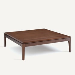 Mesa de centro cuadrada, de nogal macizo y chapado, dos cajones, SANARA AM.PM image
