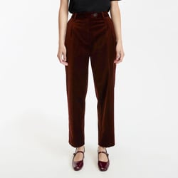 Pantalon cigarette à pinces, en velours lisse LA REDOUTE COLLECTIONS image