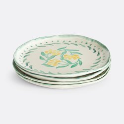 Set of 4 Capria Floral Flat Sandstone Plates LA REDOUTE INTERIEURS image