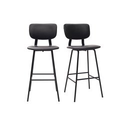 Tabourets de bar vintage noirs avec pieds métal 75 cm (lot de 2) LAB MILIBOO image