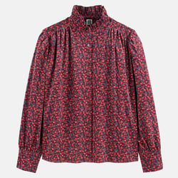 Chemise à col montant volanté, imprimé floral, en velours  LA REDOUTE COLLECTIONS image