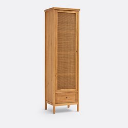 Wandschrank Gabin mit 1 Tür, Kiefer massiv und Rattangeflecht LA REDOUTE INTERIEURS image