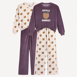 Lot de 2 pyjamas velours, motif pommes LA REDOUTE COLLECTIONS image