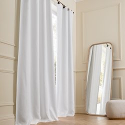 Tenda oscurante in lino lavato, passanti in pelle, Private AM.PM image