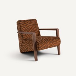 Fauteuil noyer massif tissu imprimé animal, Sanami AM.PM image