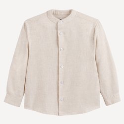 Camisa com gola Mao, algodão/linho LA REDOUTE COLLECTIONS image