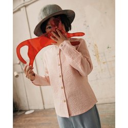 Camisa com gola mao, mangas compridas, seersucker às riscas FRANGIN FRANGINE X LA REDOUTE image