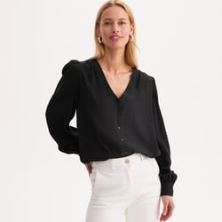 Blusa con cuello de pico, de manga larga ANNE WEYBURN image
