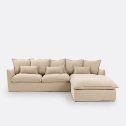Canapé d’angle convertible, 4 places, Comfort Bultex®, déhoussable, en lin, ODNA LA REDOUTE INTERIEURS image