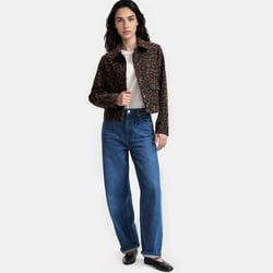 Chaqueta recta y corta en jacquard con estampado de leopardo LA REDOUTE COLLECTIONS image