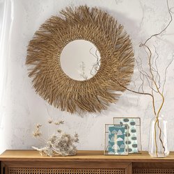 Miroir rond forme soleil en herbier Ø70 cm, Loully LA REDOUTE INTERIEURS image