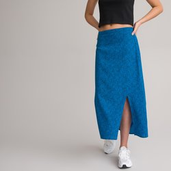 Falda midi estampada, fluida y con ranura en la parte delantera LA REDOUTE COLLECTIONS image