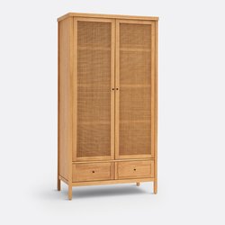 Gabin Solid Pine & Rattan 2-Door Wardrobe LA REDOUTE INTERIEURS image
