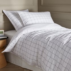 Ponlok Checked Organic Cotton 300 Thread Count Duvet Cover AM.PM image