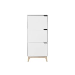 Meuble de rangement haut blanc et bois clair 3 portes L60 cm LEENA MILIBOO image