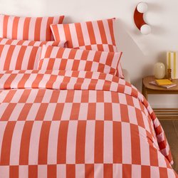 Housse de couette 50% coton recyclé, Tabaka rouge LA REDOUTE INTERIEURS image