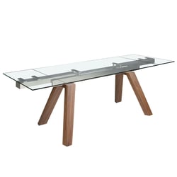 Table à manger à rallonge rectangulaire verre trempé et noyer ANGEL CERDA image