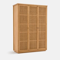 Armário de 3 portas, pinho maciço e cana de rattan, Gabin LA REDOUTE INTERIEURS image