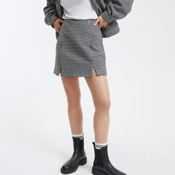 Robe Mini Noir Et Blanc à Carreaux Pied De Poule - Taille S - Stretch Moulant - Neuf Avec étiquettes