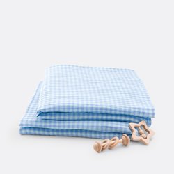 Set of 2 Croizic 70 x 70cm Gingham 100% Cotton Muslin Swaddles LA REDOUTE INTERIEURS image