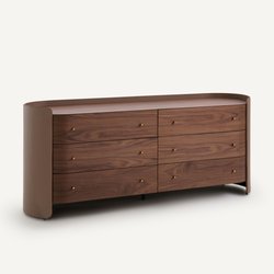 Commode 6 tiroirs en noyer/cuir, Firmo AM.PM image