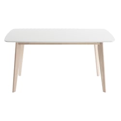 Table à manger scandinave blanc et bois clair rectangulaire L150 cm LEENA MILIBOO image