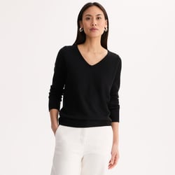 Fine Soft Knit Jumper with V-Neck ANNE WEYBURN image