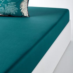 Grues Blue 100% Cotton Percale Fitted Sheet LA REDOUTE INTERIEURS image
