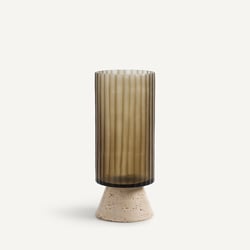 Vase Trapani, Rauchglas und Travertin AM.PM image