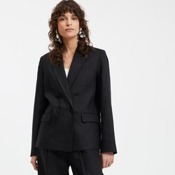 Blazer trespassado de corte largo, Signature Iseult LA REDOUTE COLLECTIONS image