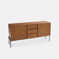 Lodge Vintage-Style 2-Door, 2-Drawer Oak Veneer Sideboard LA REDOUTE INTERIEURS image