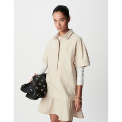 Vestido de mangas curtas com gola de camisa IKKS
