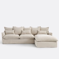 Canapé d'angle droit, convertible, matelas 6 cm, 4 places, polyester chiné, ODNA LA REDOUTE INTERIEURS image