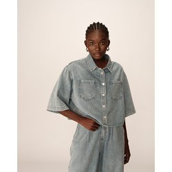 Camicia corta oversize in denim POMONA GRACE & MILA image