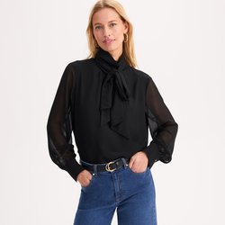 Blouse lavallière manches longues ANNE WEYBURN image