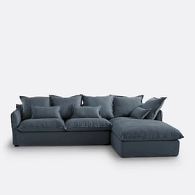 Abziehbares 4-sitzer-ecksofa Aus Crinkle-leinen, Odna