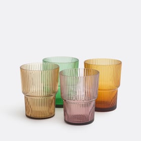 Set Aus 4 Wassergläsern Mit Rillen, Mehrfarbig, Astri